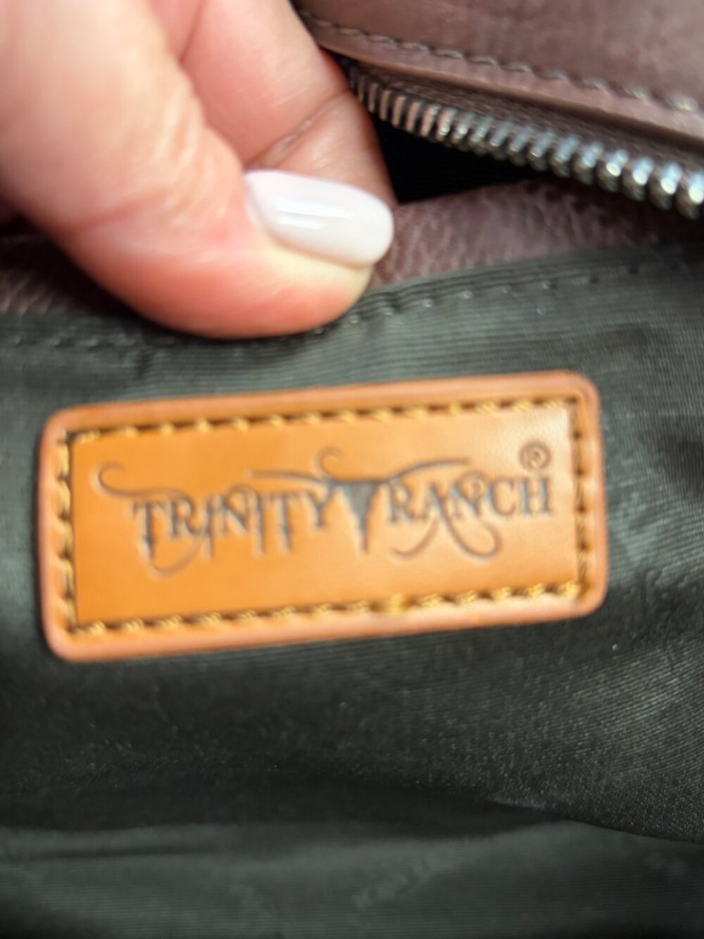 Trinity Ranch Brown Hair-On Cowhide Fleur-de-Lis Satchel Crossbody Bag - Picture 3 of 6